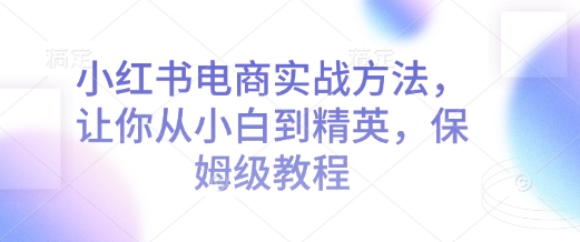 小红书电商实战方法，让你从小白到精英，保姆级教程——生财有道创业项目网-生财有道