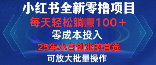 小红书全新纯零撸项目，只要有号就能玩，可放大批量操作，轻松日入100+【揭秘】——生财有道创业项目网-生财有道