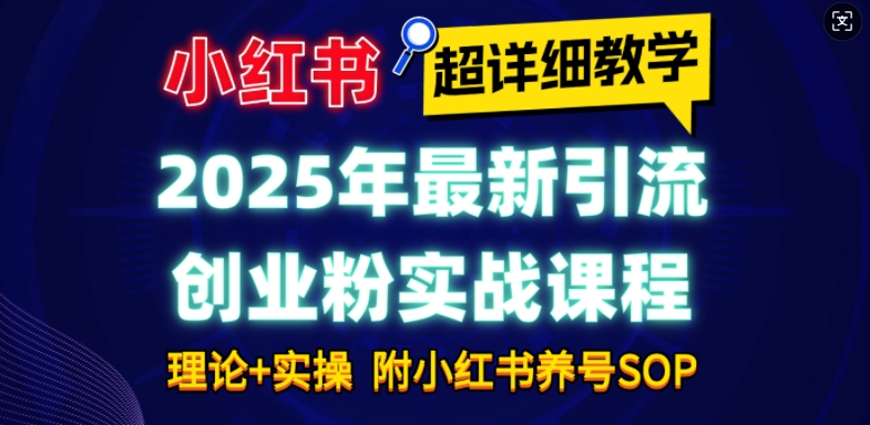 2025年最新小红书引流创业粉实战课程【超详细教学】小白轻松上手，月入1W+，附小红书养号SOP——生财有道创业项目网-生财有道