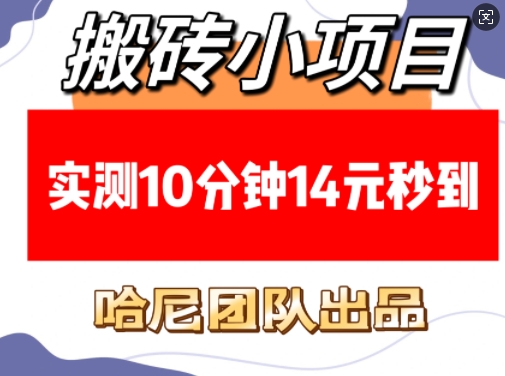 搬砖小项目，实测10分钟14元秒到，每天稳定几张(赠送必看稳定)——生财有道创业项目网-生财有道