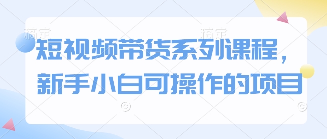 短视频带货系列课程，新手小白可操作的项目——生财有道创业项目网-生财有道