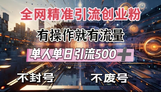 全网独家引流创业粉，有操作就有流量，单人单日引流500+，不封号、不费号——生财有道创业项目网-生财有道