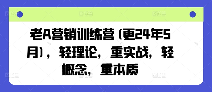 老A营销训练营(更25年1月)，轻理论，重实战，轻概念，重本质——生财有道创业项目网-生财有道