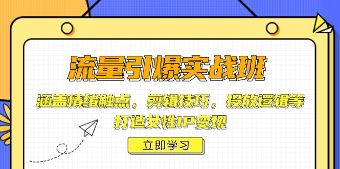 （14008期）流量引爆实战班，涵盖情绪触点，剪辑技巧，投放逻辑等，打造女性IP变现_生财有道创业项目网-生财有道