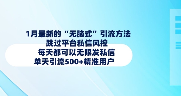 1月最新的无脑式引流方法，跳过平台私信风控，每天都可以无限发私信，单天引流500+精准用户——生财有道创业项目网-生财有道