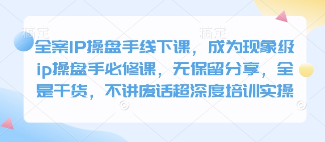 全案IP操盘手线下课，成为现象级ip操盘手必修课，无保留分享，全是干货，不讲废话超深度培训实操——生财有道创业项目网-生财有道