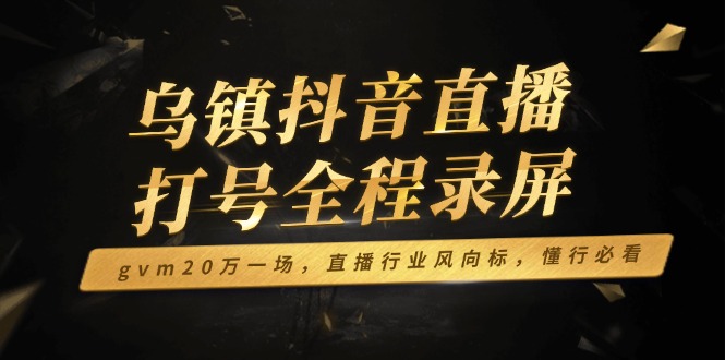 （14014期）乌镇抖音直播打号全程录屏，gvm20万一场，直播行业风向标，懂行必看_生财有道创业项目网-生财有道
