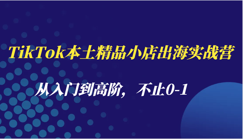 TikTok本土精品小店出海实战营，从入门到高阶，不止0-1_生财有道创业网-生财有道