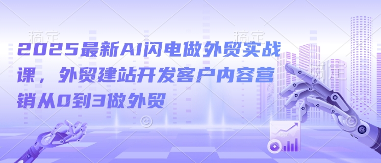 2025最新AI闪电做外贸实战课，外贸建站开发客户内容营销从0到3做外贸——生财有道创业项目网-生财有道