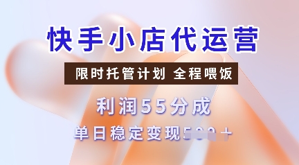 快手小店代运营，限时托管计划，收益55分，单日稳定变现多张【揭秘】——生财有道创业项目网-生财有道
