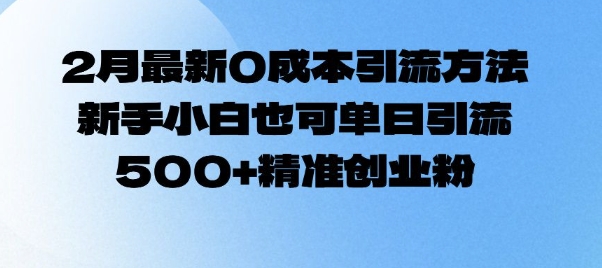 2月最新0成本引流方法，新手小白也可单日引流500+精准创业粉——生财有道创业项目网-生财有道