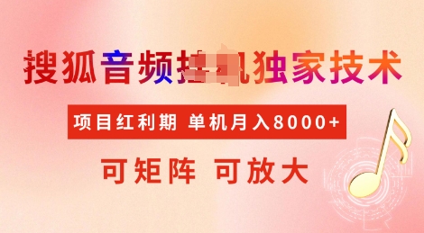 全网首发搜狐音频挂JI独家技术，项目红利期，可矩阵可放大，稳定月入8k【揭秘】——生财有道创业项目网-生财有道