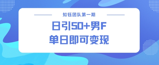 男粉引流新方法不违规，当日即可变现——生财有道创业项目网-生财有道