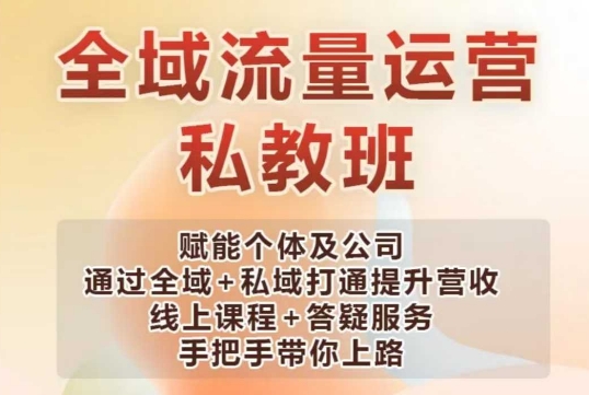 全域流量运营操盘课，赋能个体及公司通过全域+私域打通提升营收——生财有道创业项目网-生财有道