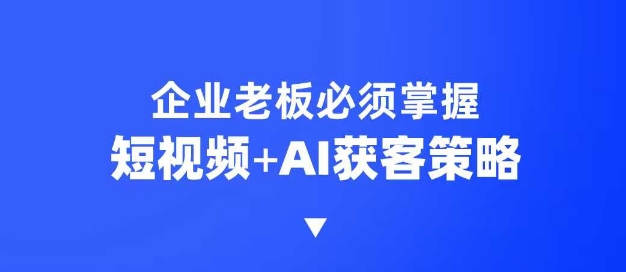 企业短视频AI获客霸屏流量课，6步短视频+AI突围法，3大霸屏抢客策略——生财有道创业项目网-生财有道