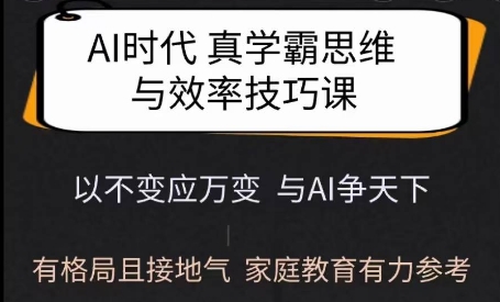 Ai时代真学霸思维与学习方法课，有格局且接地气，家庭教育有力参考——生财有道创业项目网-生财有道
