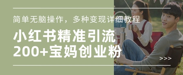 小红书混剪日引200+宝妈创业粉，简单无脑操作，多种变现详细教程——生财有道创业项目网-生财有道