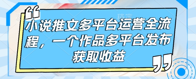 小说推文多平台运营全流程，一个作品多平台发布获取收益——生财有道创业项目网-生财有道