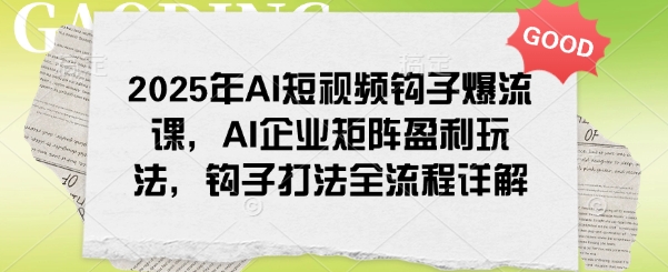 2025年AI短视频钩子爆流课，AI企业矩阵盈利玩法，钩子打法全流程详解——生财有道创业项目网-生财有道