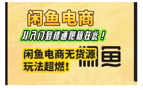 闲鱼电商实战课，从入门到精通秘籍在此，闲鱼电商无货源玩法超燃!——生财有道创业项目网-生财有道