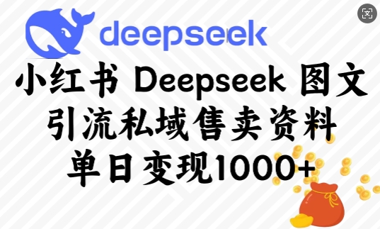 小红书Deepseek图文引流私域售卖资料，单日变现多张——生财有道创业项目网-生财有道