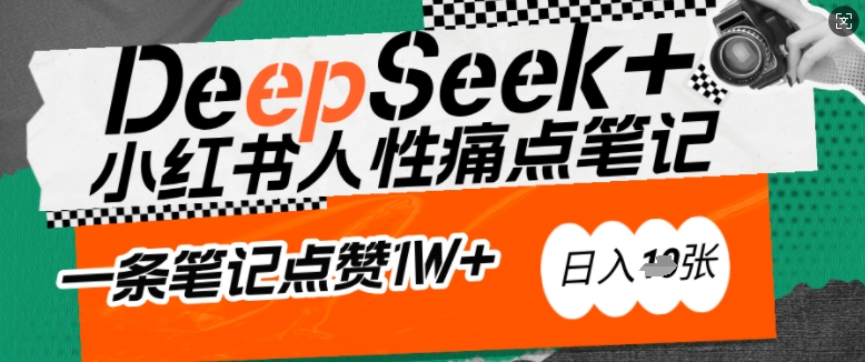AI赋能小红书爆款秘籍：用DeepSeek轻松抓人性痛点，小白也能写出点赞破万的吸金笔记，日入多张——生财有道创业项目网-生财有道