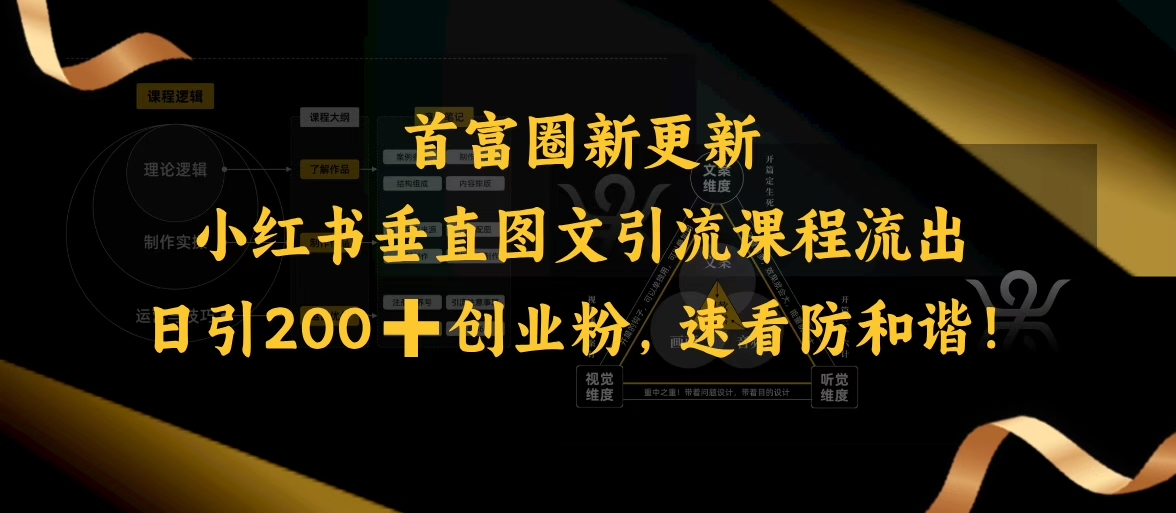 小红书垂直图文引流课程流出，日引200+创业粉，速看防和谐——生财有道创业项目网-生财有道
