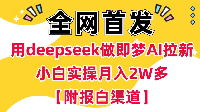 图片[1]-用deepseek做即梦Ai拉新 小白实操月入过W+【附报白渠道】——生财有道创业项目网-生财有道