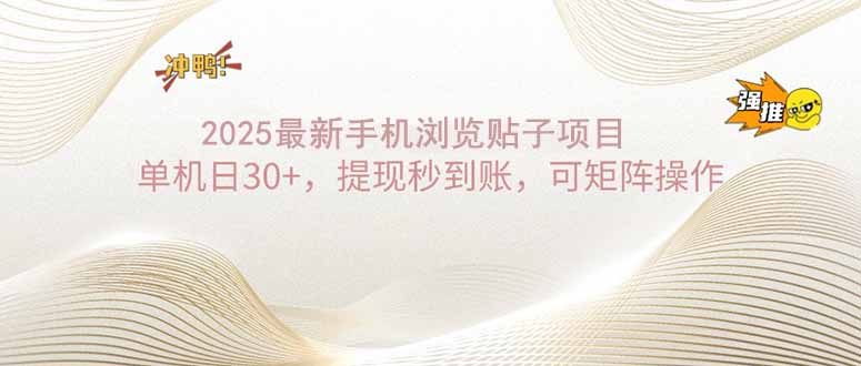 （14197期）2025手机浏览帖子单机日30+，提现秒到账，可矩阵操作_生财有道创业项目网-生财有道