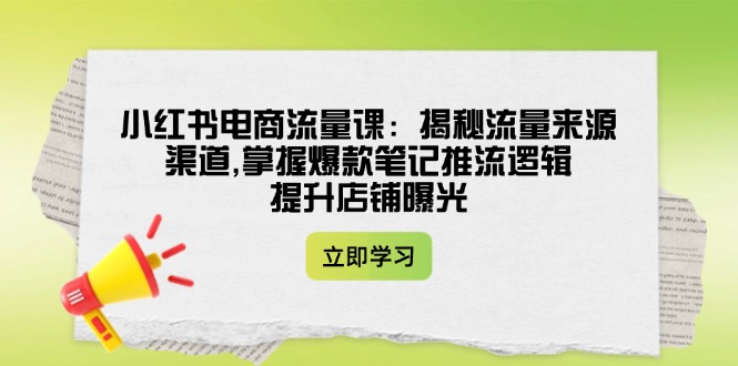 （14318期）小红书电商流量课：揭秘流量来源渠道,掌握爆款笔记推流逻辑,提升店铺曝光_生财有道创业项目网-生财有道