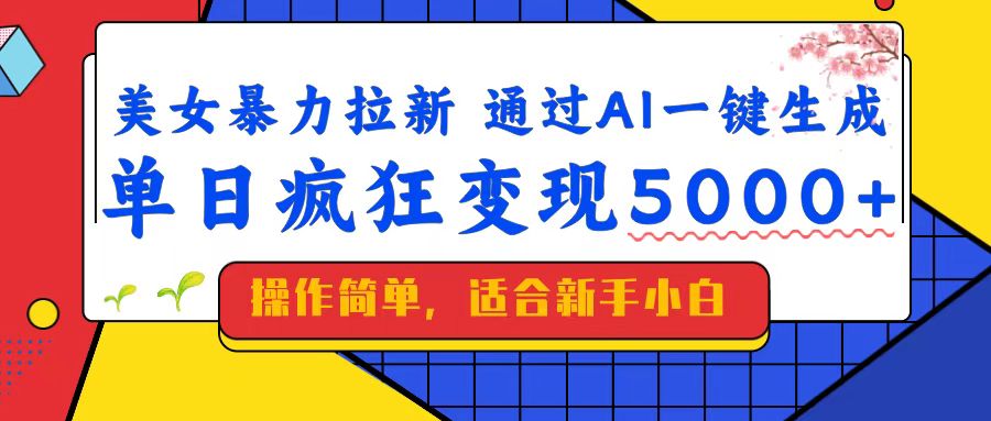 （14347期）美女暴力拉新，通过AI一键生成，单日疯狂变现5000+，纯小白一学就会！_生财有道创业项目网-生财有道