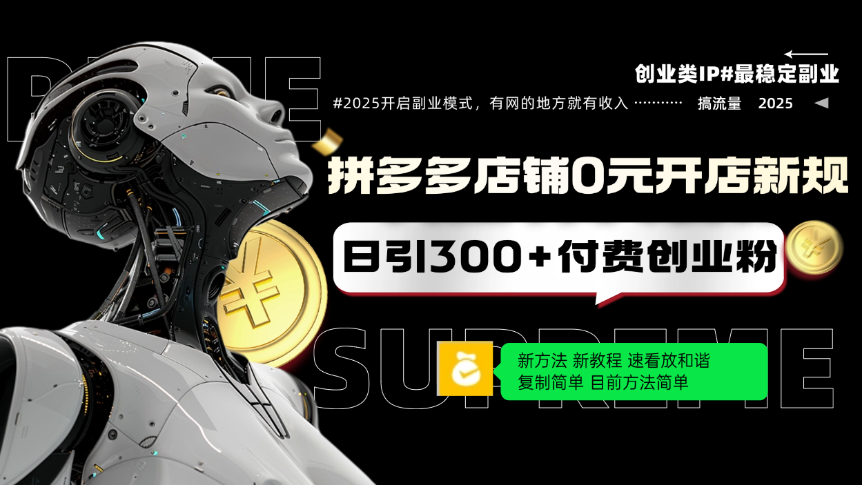 （14092期）拼多多店铺0元开店新规，日引300+付费创业粉，目前方法简单复制粘贴可矩阵_生财有道创业项目网-生财有道