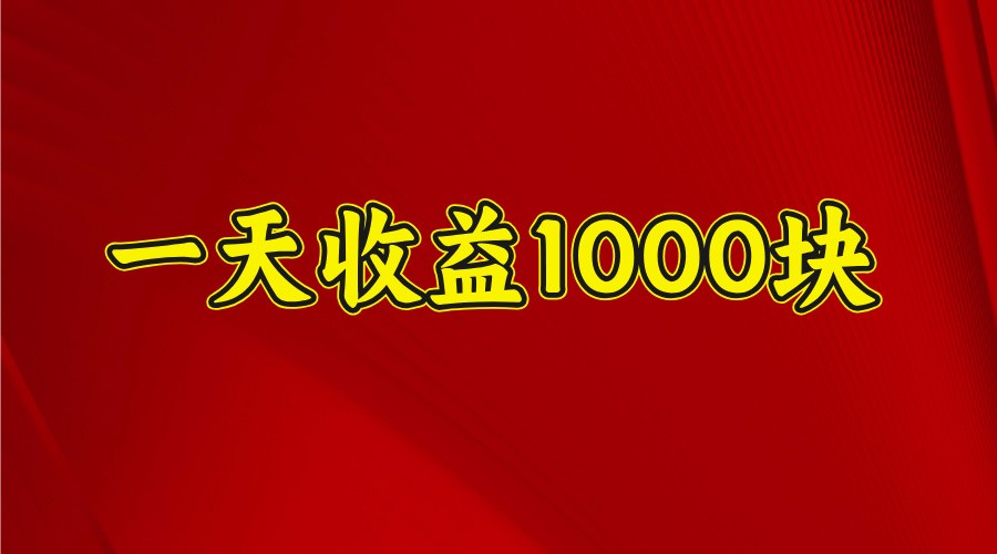 一天收益1000块，2025全网首发_生财有道创业网-生财有道