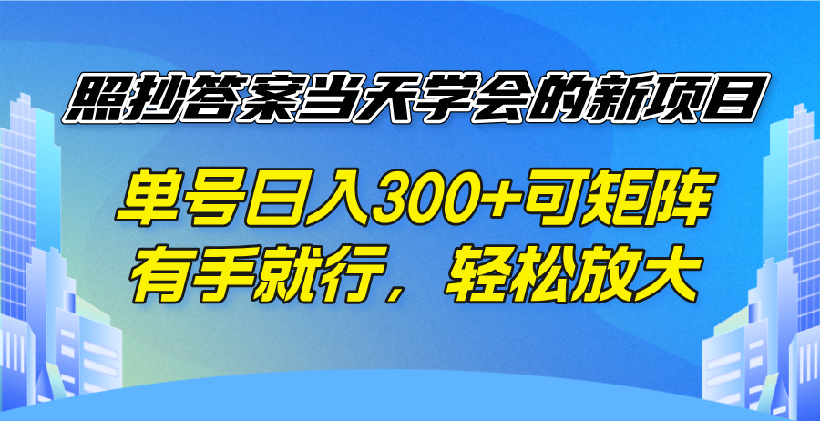 （14246期）照抄答案当天学会的新项目，单号日入300 +可矩阵，有手就行，轻松放大_生财有道创业项目网-生财有道