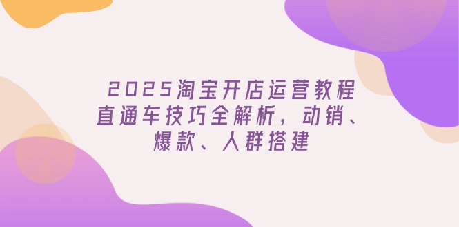 （14389期）2025淘宝开店运营教程更新，直通车技巧全解析，动销、爆款、人群搭建_生财有道创业项目网-生财有道