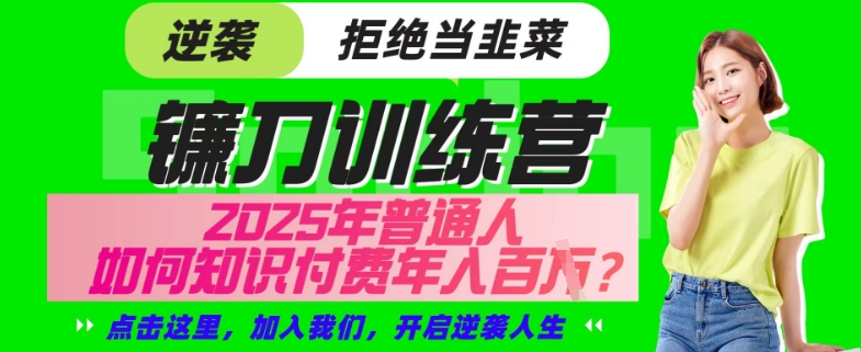 【网创项目终点站-镰刀训练营超级IP合伙人】25年普通人如何通过“知识付费”年入百个-仅此一版【揭秘】——生财有道创业项目网-生财有道