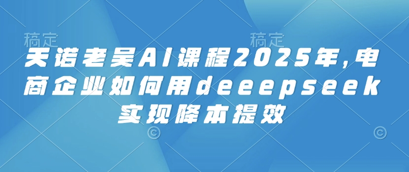 天诺老吴AI课程2025年，电商企业如何用deeepseek实现降本提效——生财有道创业项目网-生财有道