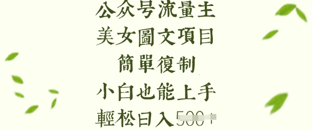 流量主长期收益项目，美女图片简单复制，小白也能上手，轻松日入5张——生财有道创业项目网-生财有道