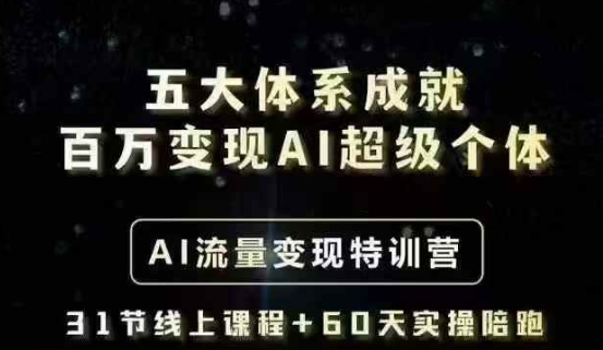 五大体系成就百万变现AI超级个体- AI流量变现特训营，一步一步教你一个人怎么年入百W——生财有道创业项目网-生财有道