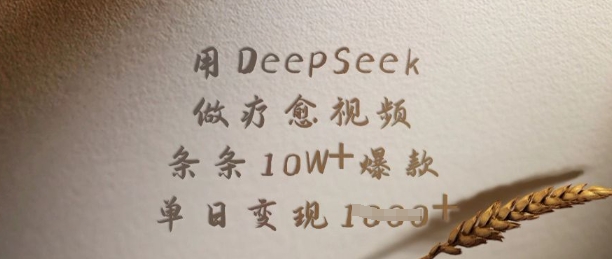 用DeepSeek做疗愈视频，条条10W+爆款，单日变现多张——生财有道创业项目网-生财有道