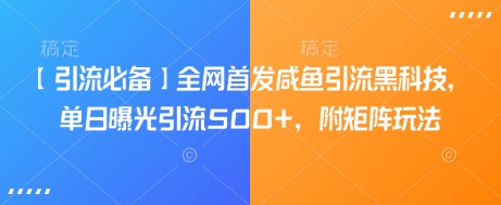 【引流必备】全网首发咸鱼引流黑科技，单日曝光引流500+，附矩阵玩法【揭秘】——生财有道创业项目网-生财有道