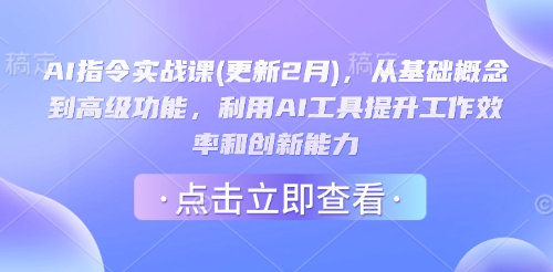 AI指令实战课(更新2月)，从基础概念到高级功能，利用AI工具提升工作效率和创新能力——生财有道创业项目网-生财有道