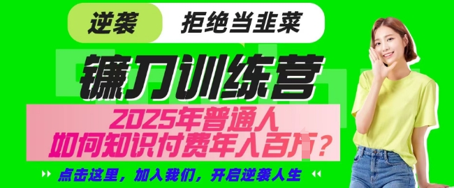 【网创项目终点站-镰刀训练营超级IP合伙人】25年普通人如何通过知识付费实现逆袭【揭秘】——生财有道创业项目网-生财有道