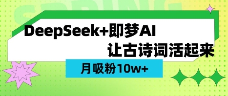 用DeepSeek做AI 古诗词视频，涨粉 10W+(保姆级教程)——生财有道创业项目网-生财有道