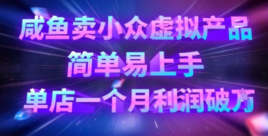 咸鱼卖小众虚拟产品，简单易上手，单店一个月利润破W——生财有道创业项目网-生财有道