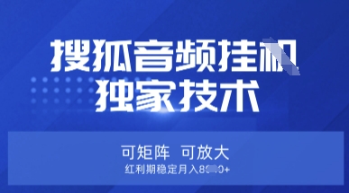 【搜狐音频挂G】独家技术，可矩阵可放大，红利期稳定月入8k【揭秘】——生财有道创业项目网-生财有道