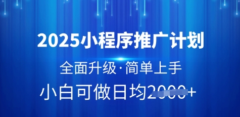 2025小程序推广计划，全面升级，简单上手，日均多张【揭秘】——生财有道创业项目网-生财有道