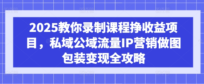 2025教你录制课程挣收益项目，私域公域流量IP营销做图包装变现全攻略——生财有道创业项目网-生财有道