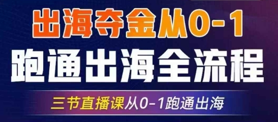 2025出海夺金从0-1跑通出海全流程，三节直播课从0-1跑通出海，教你用AI跑通全流程——生财有道创业项目网-生财有道