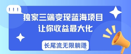 独家三端变现蓝海项目，让你收益最大化，长尾流无限躺挣——生财有道创业项目网-生财有道